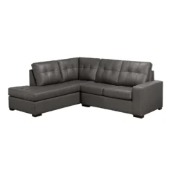 Sectionnel causeuse en cuir véritable - Chaise longue à gauche