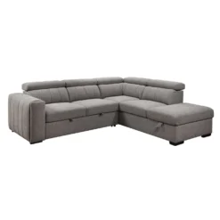 Sectionnel convertible avec chaise longue à droite, appuis-tête ajustables et rangement