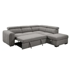 Sectionnel convertible avec chaise longue à droite, appuis-tête ajustables et rangement