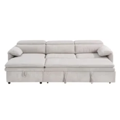 Sectionnel convertible avec chaise longue côté gauche et rangement - beige