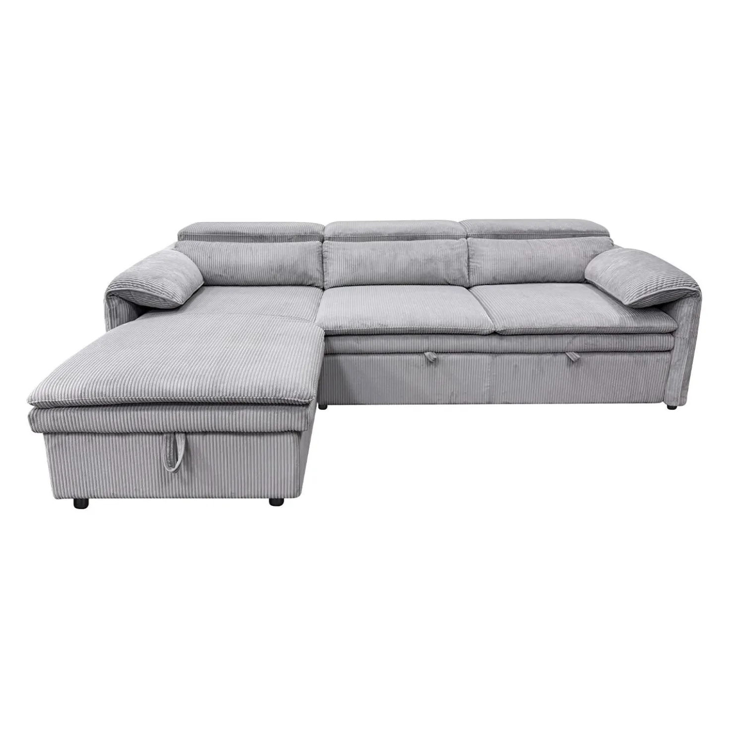 Sectionnel convertible avec chaise longue côté gauche et rangement - gris