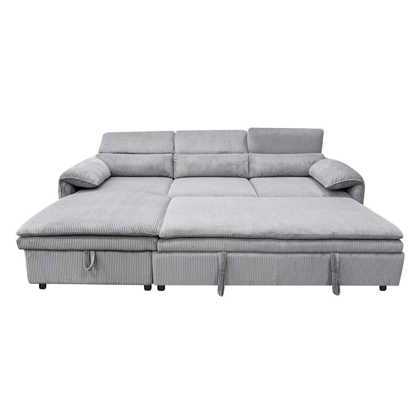Sectionnel convertible avec chaise longue côté gauche et rangement - gris