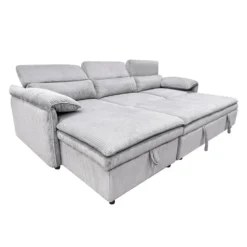 Sectionnel convertible avec chaise longue côté gauche et rangement - gris