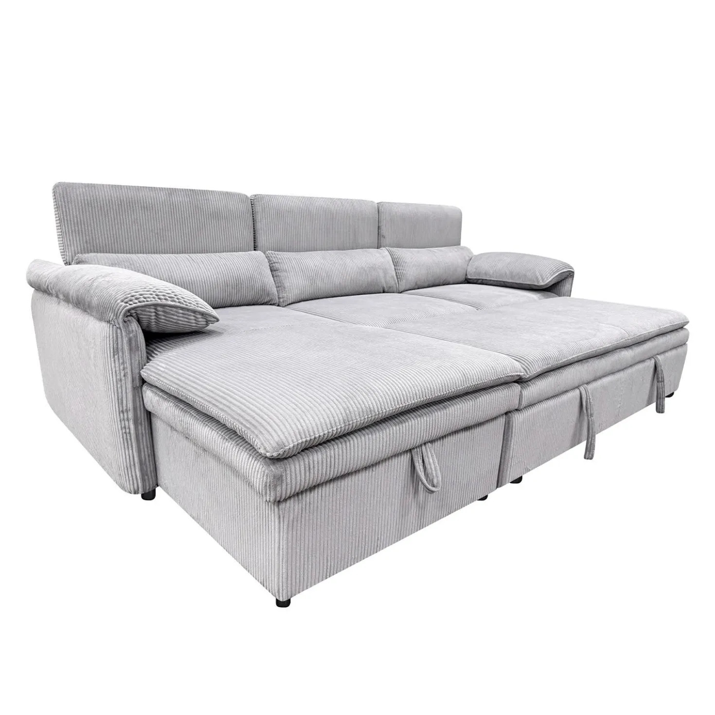 Sectionnel convertible avec chaise longue côté gauche et rangement - gris