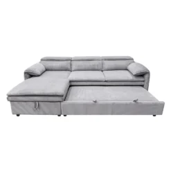 Sectionnel convertible avec chaise longue côté gauche et rangement - gris