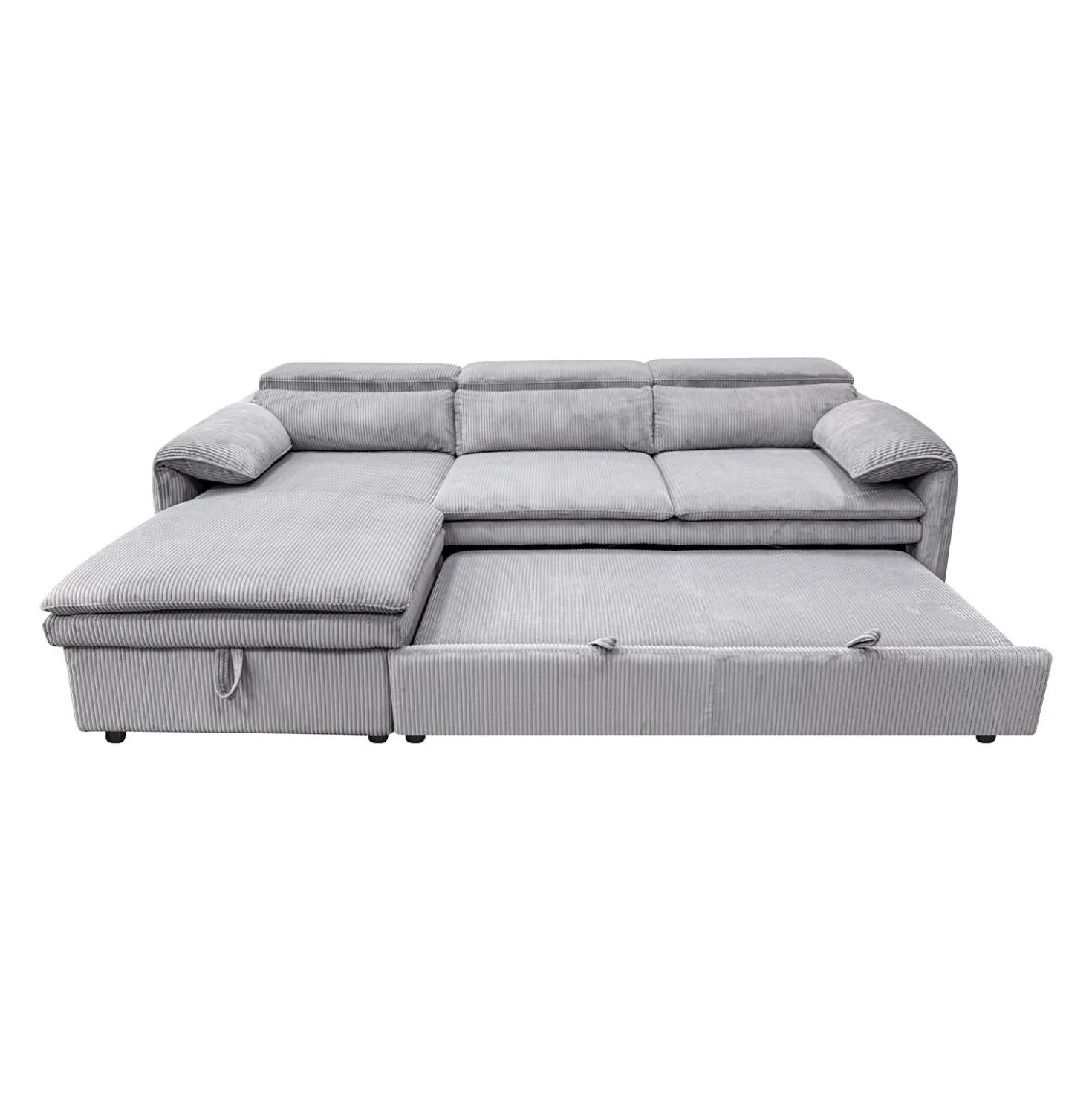 Sectionnel convertible avec chaise longue côté gauche et rangement - gris