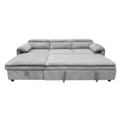 Sectionnel convertible avec chaise longue côté gauche et rangement - gris