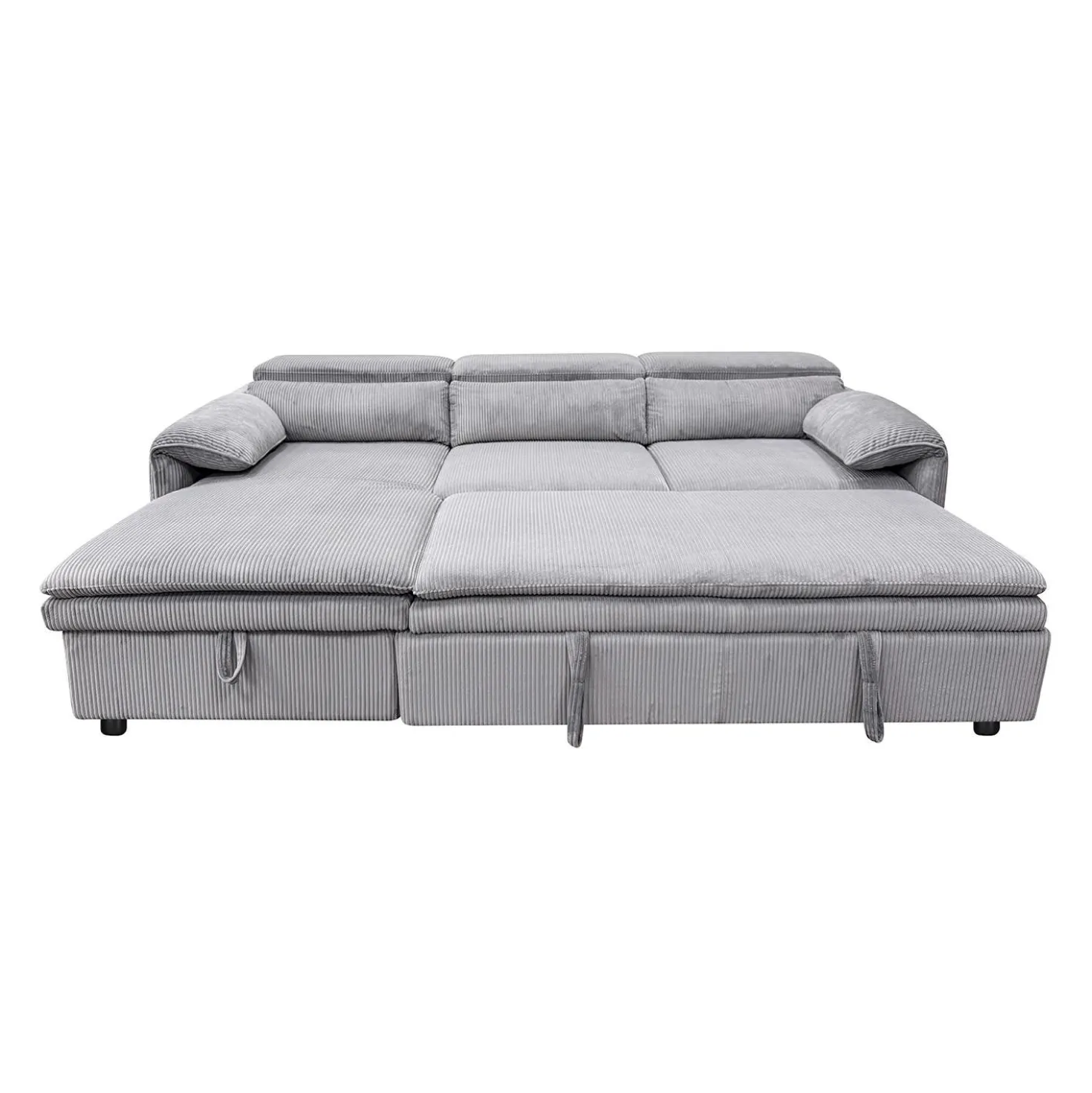 Sectionnel convertible avec chaise longue côté gauche et rangement - gris