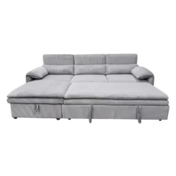 Sectionnel convertible avec chaise longue côté gauche et rangement - gris