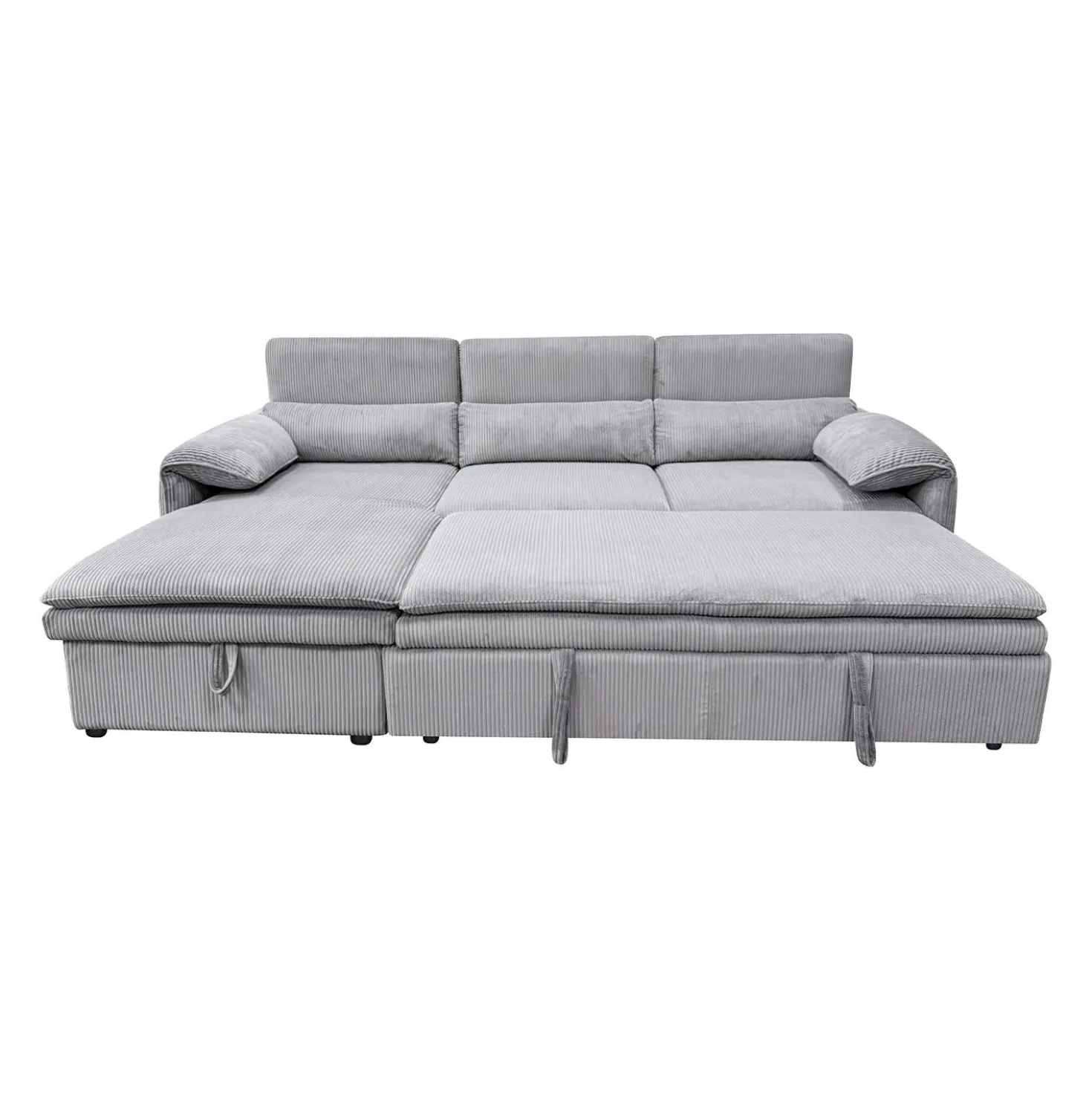 Sectionnel convertible avec chaise longue côté gauche et rangement - gris
