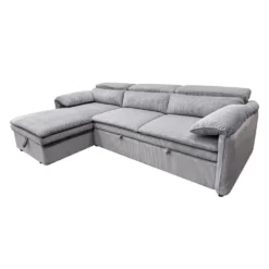 Sectionnel convertible avec chaise longue côté gauche et rangement - gris