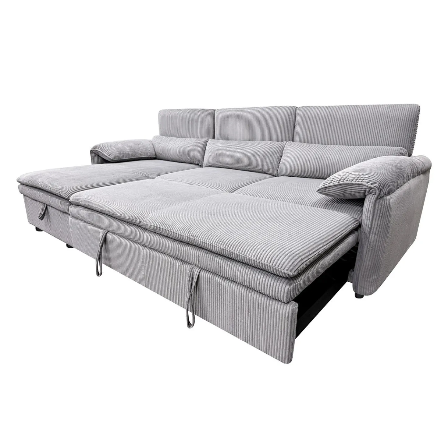 Sectionnel convertible avec chaise longue côté gauche et rangement - gris