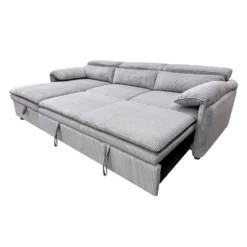 Sectionnel convertible avec chaise longue côté gauche et rangement - gris
