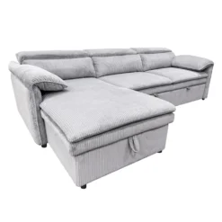 Sectionnel convertible avec chaise longue côté gauche et rangement - gris