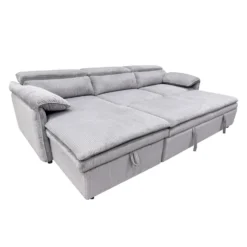 Sectionnel convertible avec chaise longue côté gauche et rangement - gris