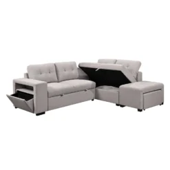 Sectionnel convertible avec chaise longue, rangement et 2 ottomans amovibles