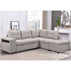 Sectionnel convertible avec chaise longue, rangement et 2 ottomans amovibles