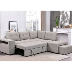 Sectionnel convertible avec chaise longue, rangement et 2 ottomans amovibles