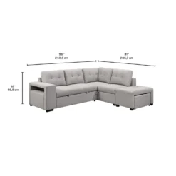 Sectionnel convertible avec chaise longue, rangement et 2 ottomans amovibles