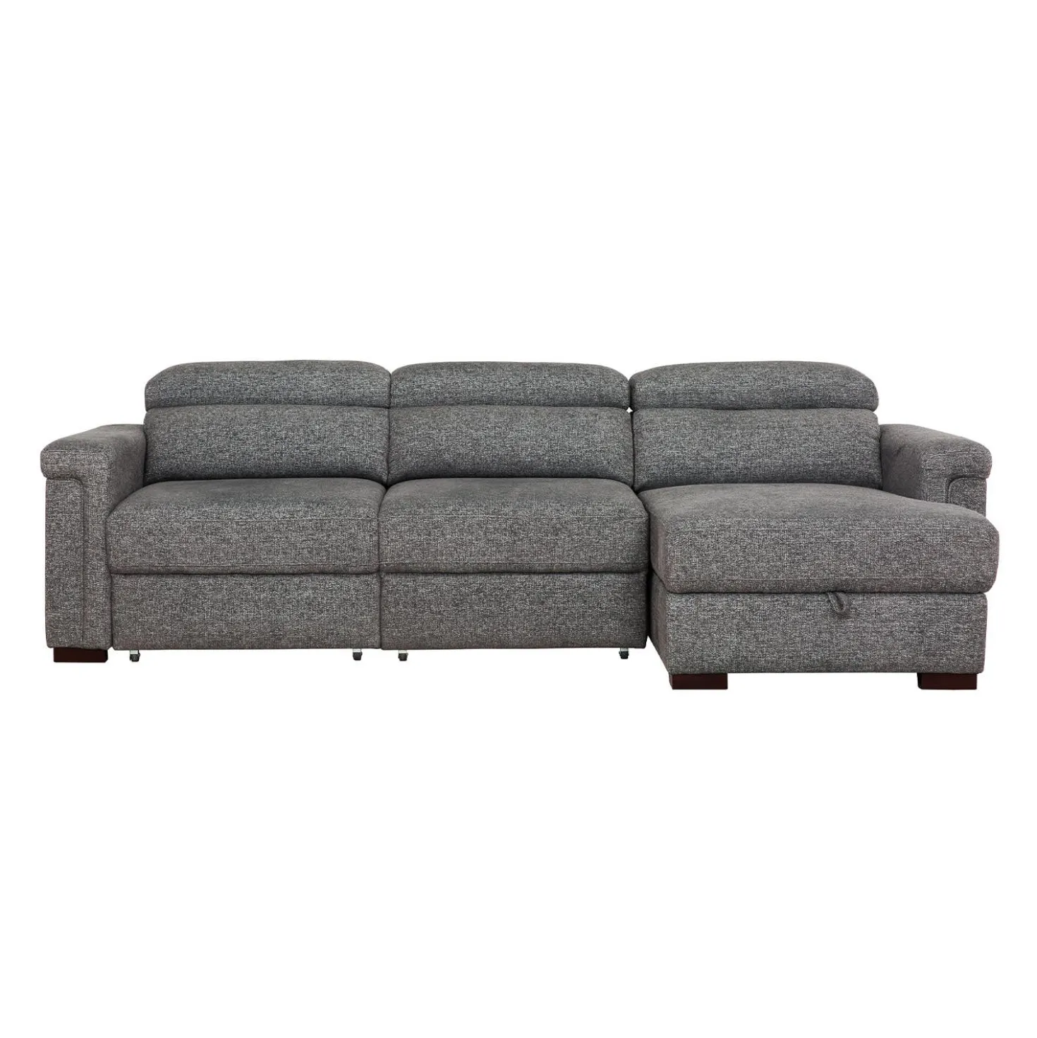 Sectionnel convertible électrique à sièges coulissants et chaise longue avec rangement