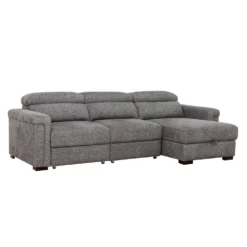 Sectionnel convertible électrique à sièges coulissants et chaise longue avec rangement