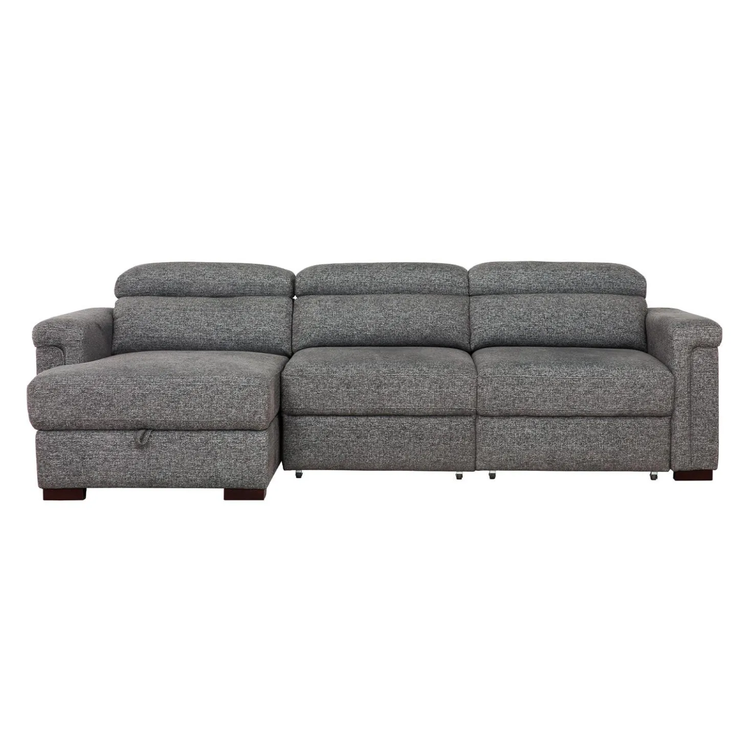 Sectionnel convertible électrique à sièges coulissants et chaise longue avec rangement