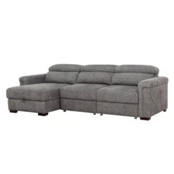 Sectionnel convertible électrique à sièges coulissants et chaise longue avec rangement