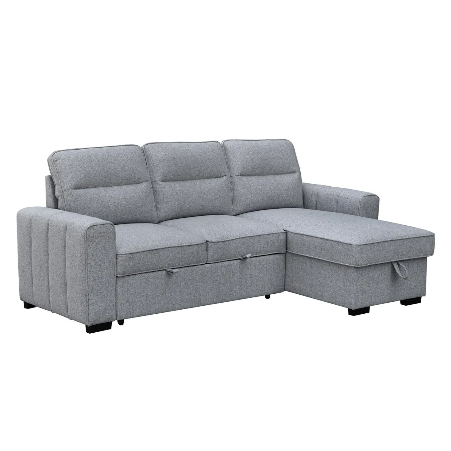 Sectionnel convertible réversible avec chaise longue et rangement