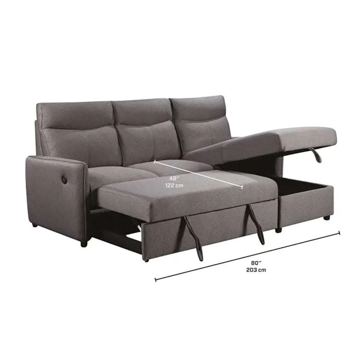 Sectionnel convertible réversible avec prises USB