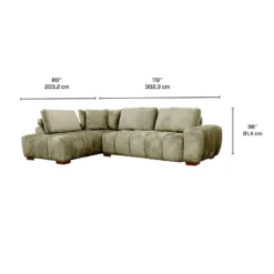 Sectionnel de style guimauve avec chaise longue à gauche - sauge