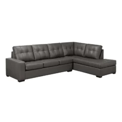 Sectionnel en cuir véritable - Chaise longue à droite
