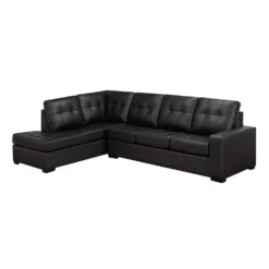 Sectionnel en cuir véritable - Chaise longue à gauche