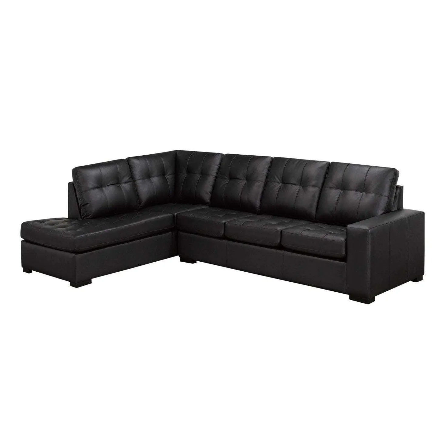 Sectionnel en cuir véritable - Chaise longue à gauche
