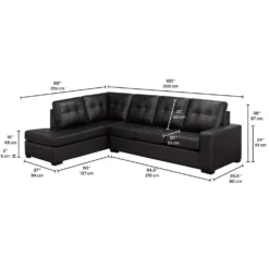 Sectionnel en cuir véritable - Chaise longue à gauche