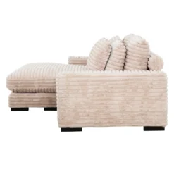 Sectionnel en velours côtelé avec chaise longue réversible - taupe pâle