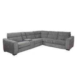 Sectionnel-lit inclinable électrique gris avec console - 6 mcx
