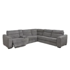 Sectionnel-lit inclinable électrique gris avec console - 6 mcx