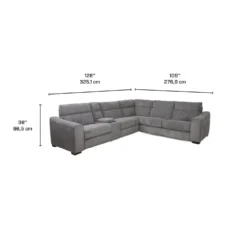 Sectionnel-lit inclinable électrique gris avec console - 6 mcx