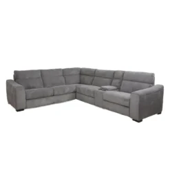 Sectionnel-lit inclinable électrique gris avec console - 6 mcx