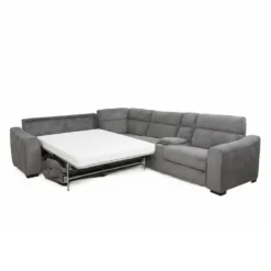 Sectionnel-lit inclinable électrique gris avec console - 6 mcx