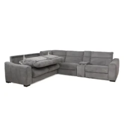 Sectionnel-lit inclinable électrique gris avec console - 6 mcx