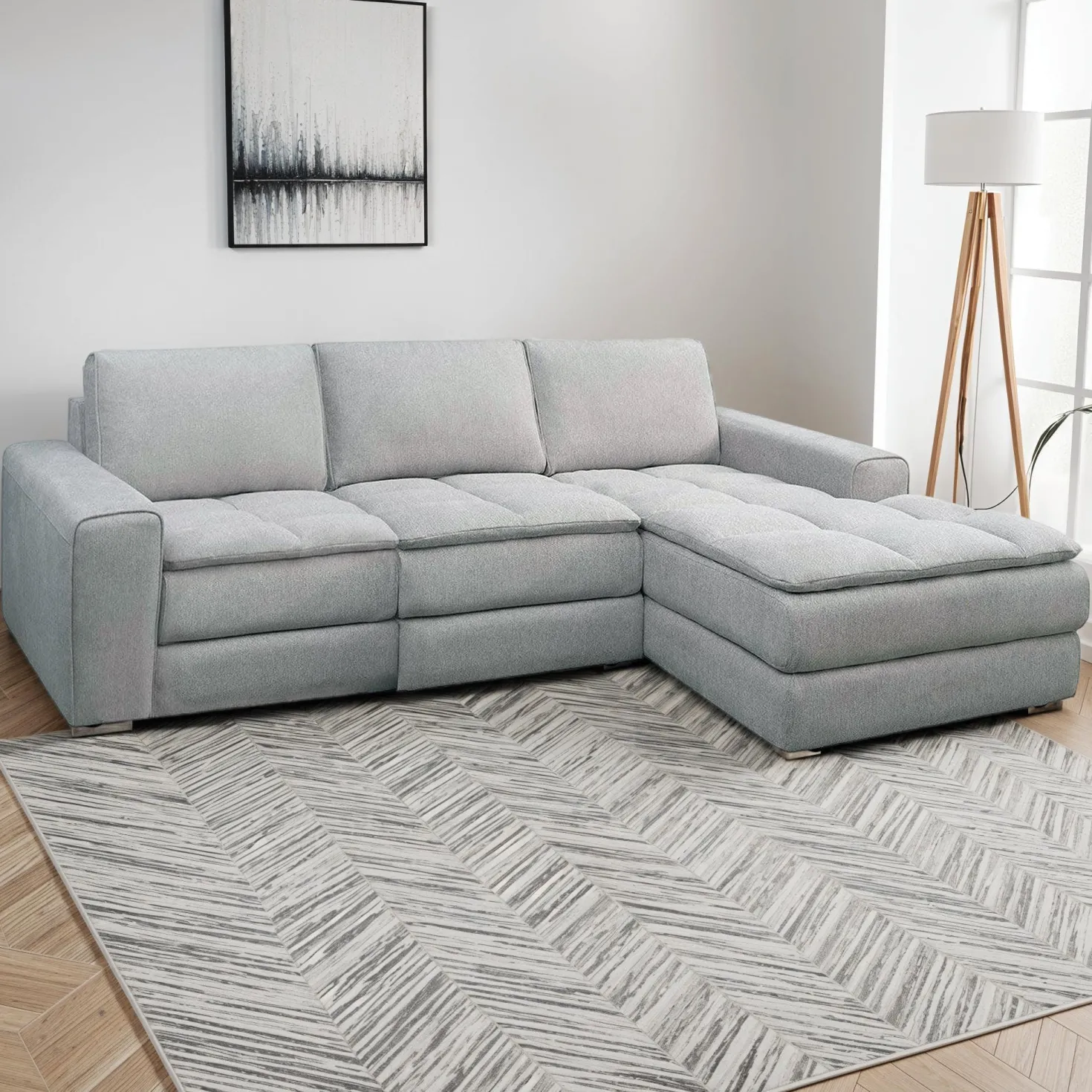 Sectionnel modulaire avec chaise longue à droite - 3 mcx