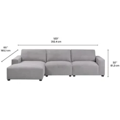 Sectionnel modulaire avec chaise longue à droite - 3 mcx