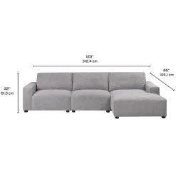 Sectionnel modulaire avec chaise longue à gauche - 3 mcx