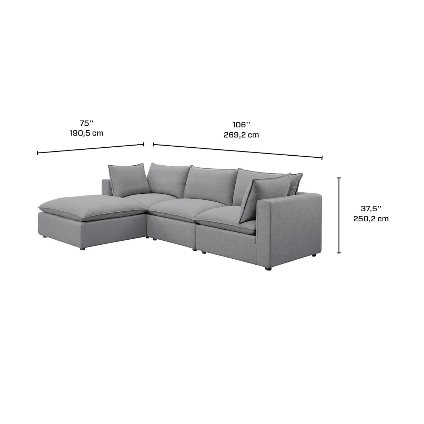 Sectionnel modulaire avec ottoman - 4 mcx