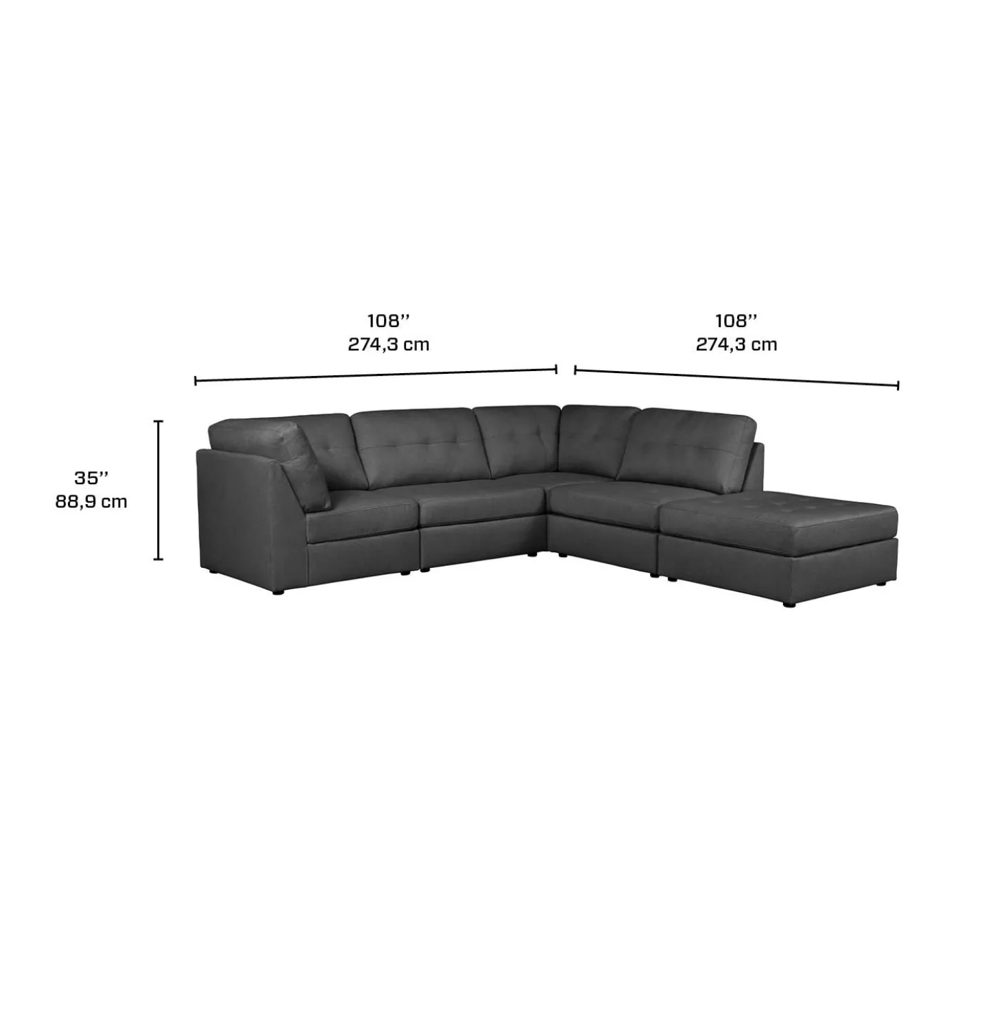Sectionnel modulaire avec ottoman - 5 mcx