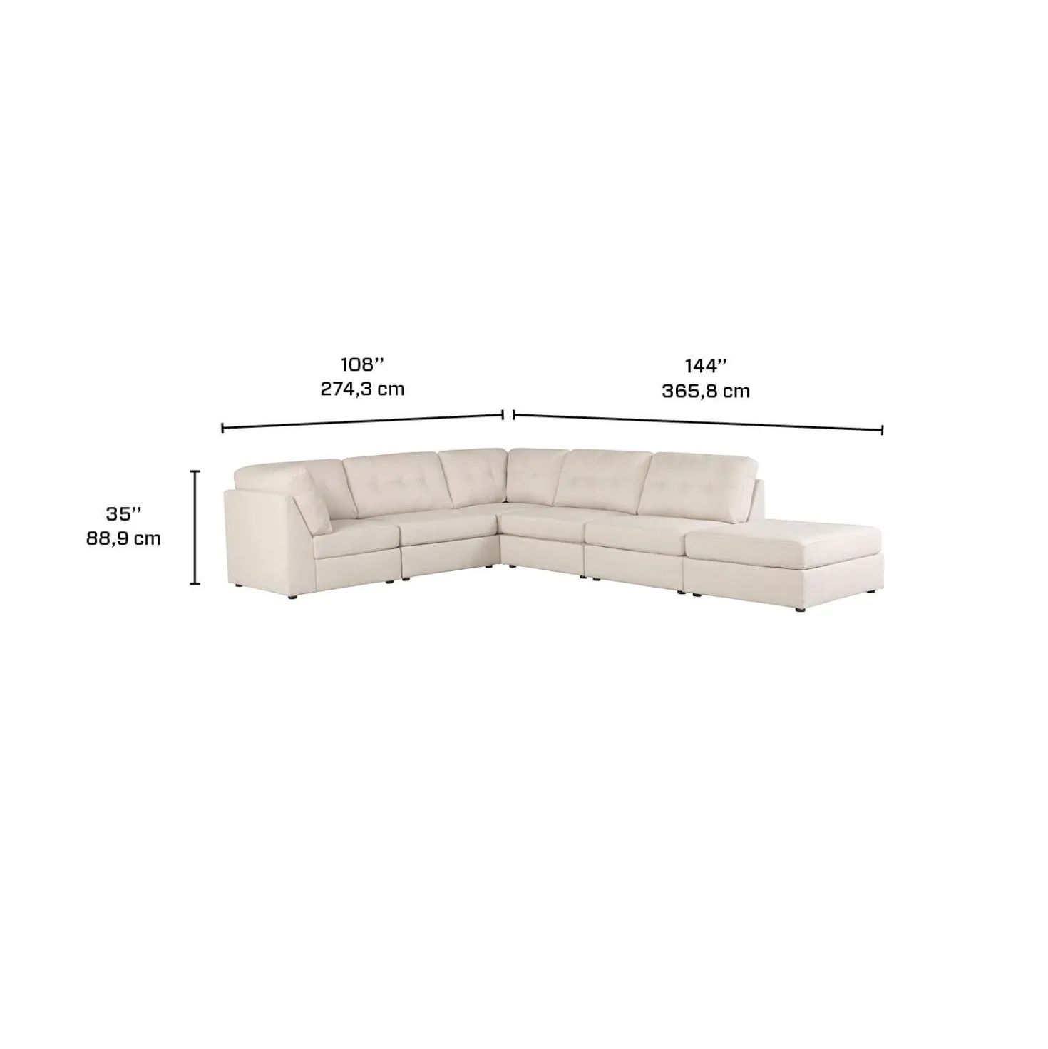 Sectionnel modulaire avec ottoman - 6 mcx
