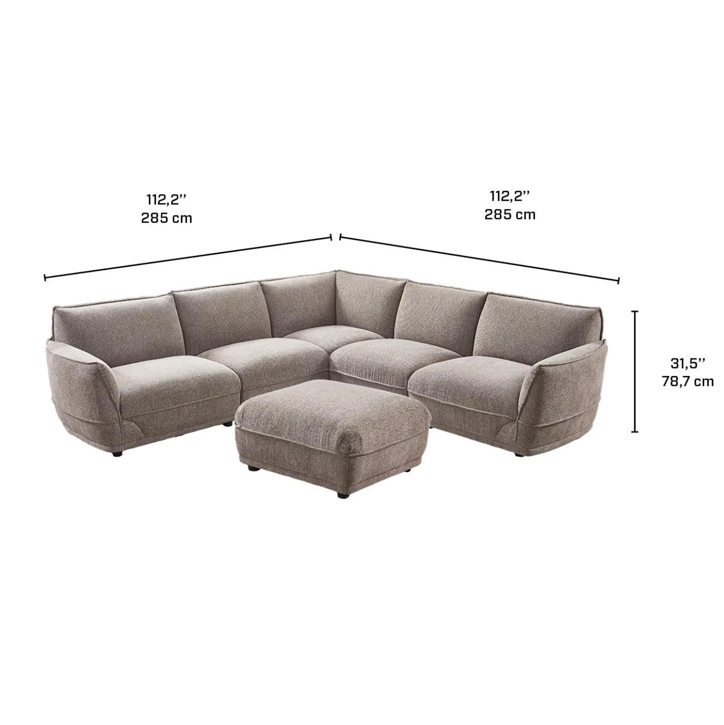 Sectionnel modulaire avec ottoman - 6 mcx