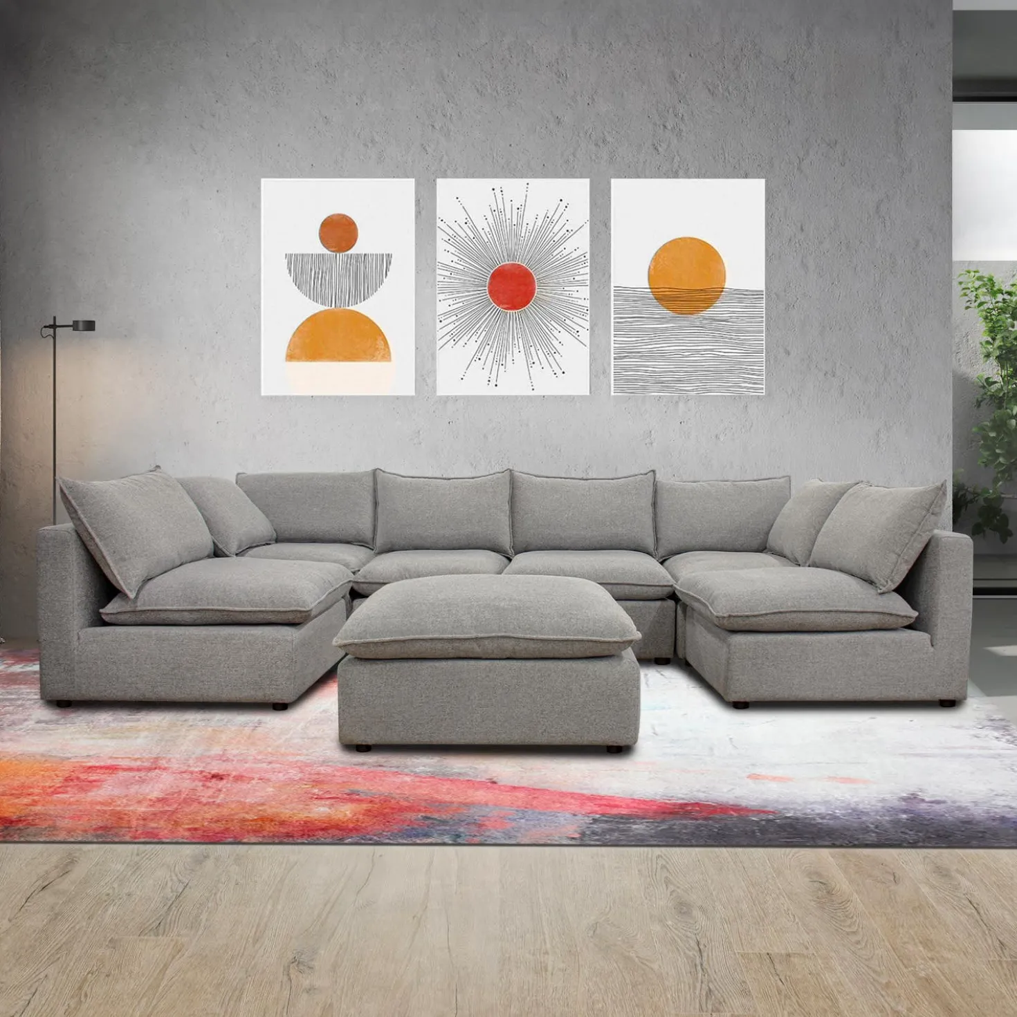 Sectionnel modulaire avec ottoman - 7 mcx