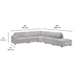 Sectionnel modulaire avec ottoman apposé au siège de droite - 6 mcx